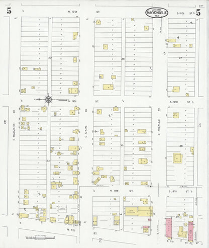 Sanborn Fire Insurance Map from Raymondville, Willacy County, Texas (1930), Sheet #0005 - Historic Sanborn Fire Insurance Map Print, vintage old map wall art, antique decor, genealogy gift, Texas Texas map