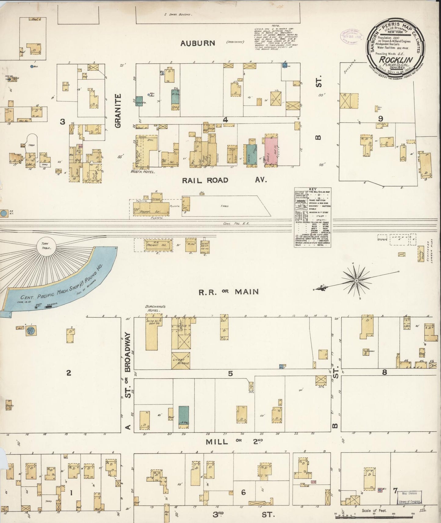 Sanborn Fire Insurance Map from Rocklin, Placer County, California. (1893) – Historic Sanborn Fire Insurance Map Print
