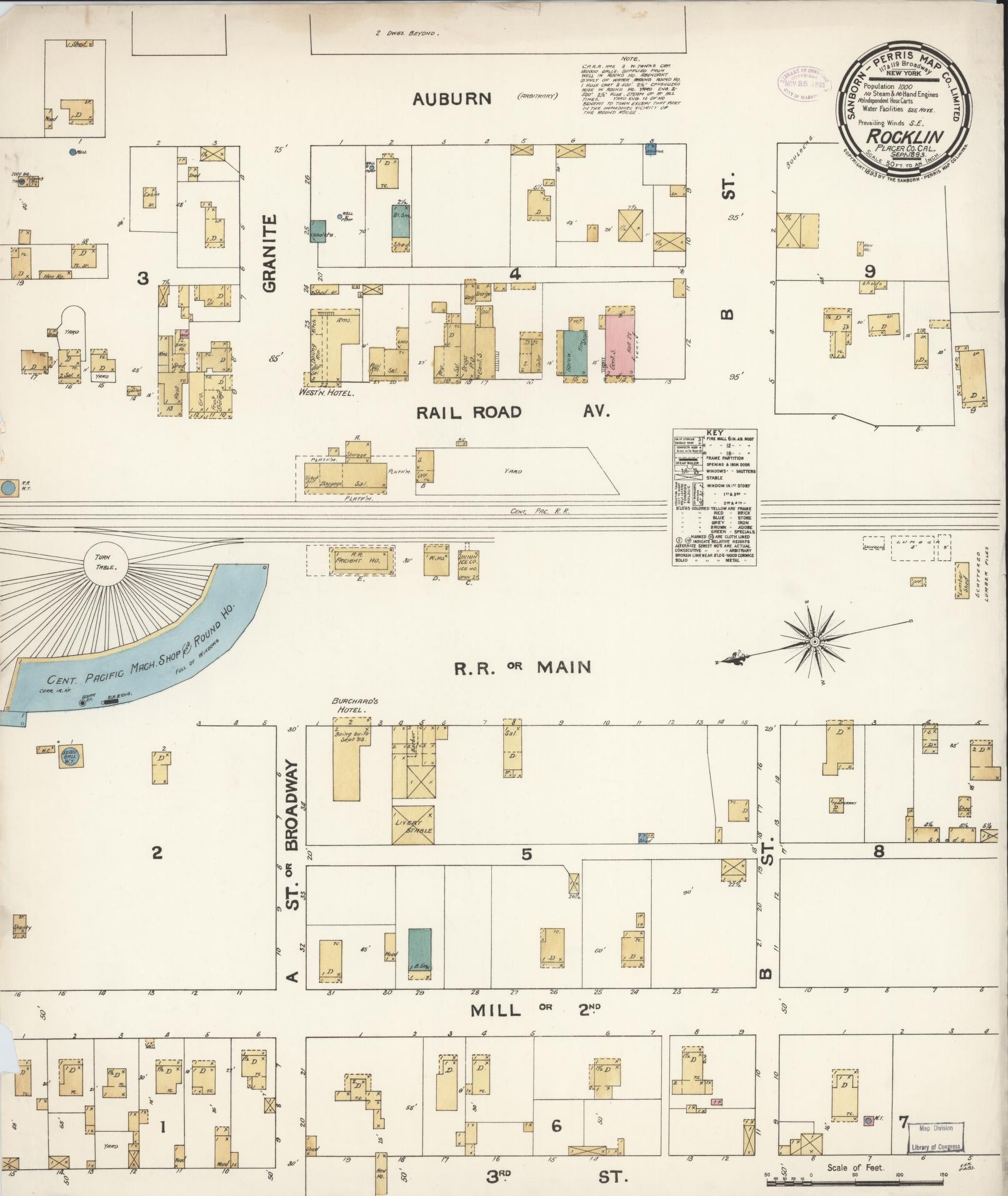 Sanborn Fire Insurance Map from Rocklin, Placer County, California. (1893) – Historic Sanborn Fire Insurance Map Print