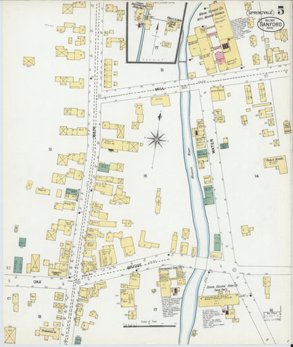 Sanborn Fire Insurance Map from Sanford, York County, Maine (1901), Sheet #0005 - Complete Map Set gallery image, historic Sanborn map, vintage wall art, Maine Maine
