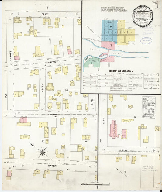 Sanborn Fire Insurance Map from Vergennes, Addison County, Vermont (1897), Sheet #0001 - Historic Sanborn Fire Insurance Map Print, vintage old map wall art, antique decor, genealogy gift, Vermont Vermont map
