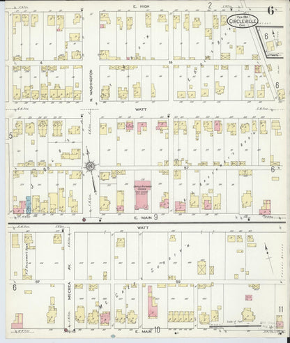 Sanborn Fire Insurance Map from Circleville, Pickaway County, Ohio (1914), Sheet #0006 - Historic Sanborn Fire Insurance Map Print, vintage old map wall art, antique decor, genealogy gift, Ohio Ohio map
