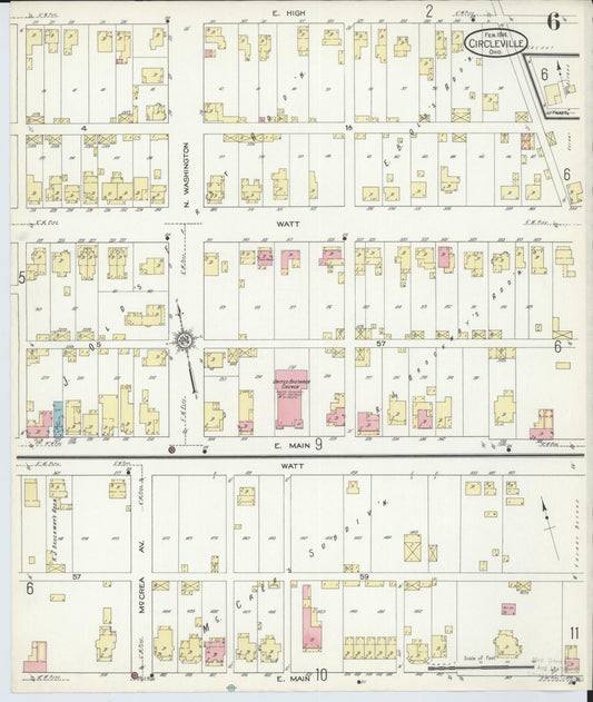 Sanborn Fire Insurance Map from Circleville, Pickaway County, Ohio (1914), Sheet #0006 - Historic Sanborn Fire Insurance Map Print, vintage old map wall art, antique decor, genealogy gift, Ohio Ohio map