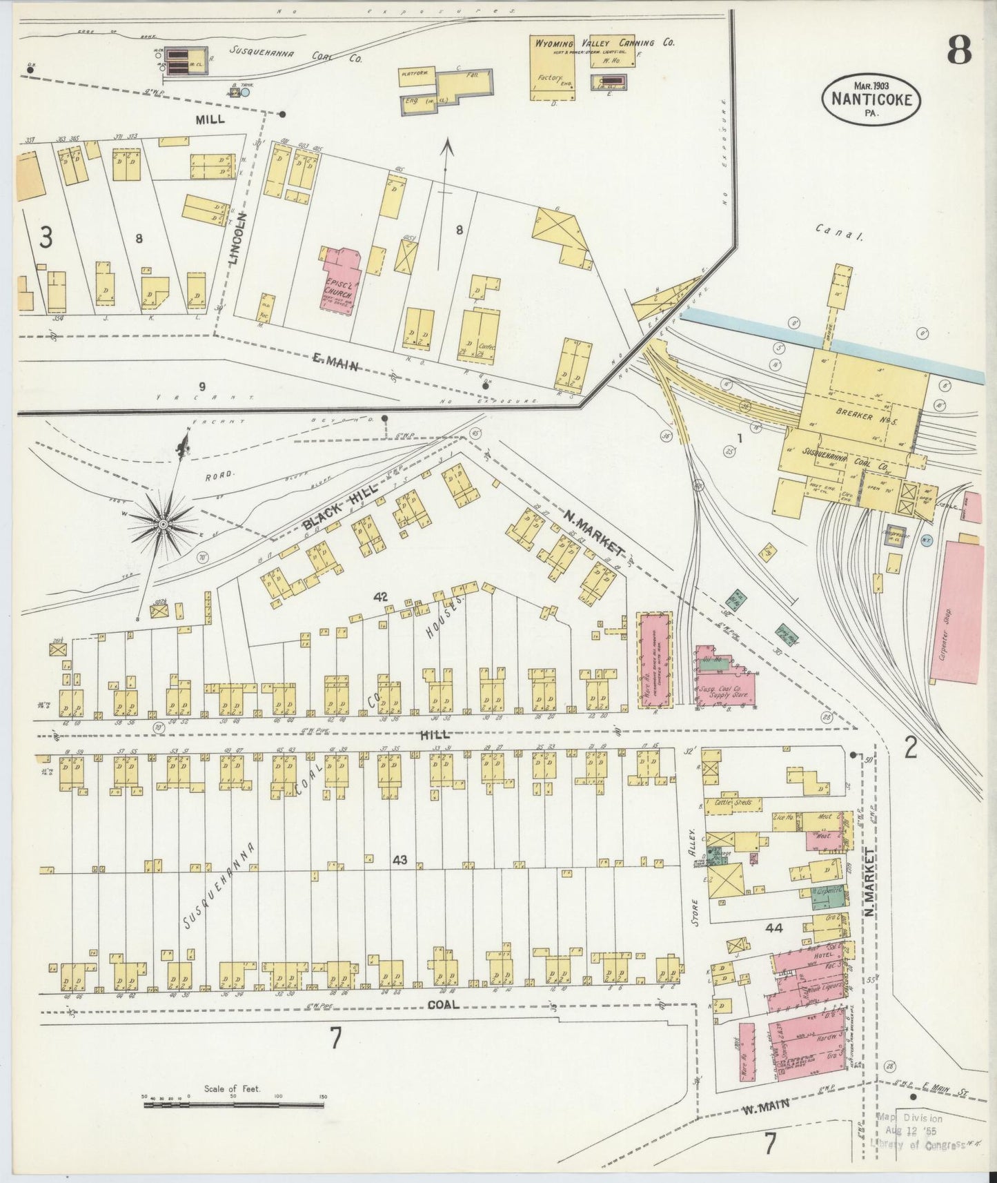 Sanborn Fire Insurance Map from Nanticoke, Luzerne County, Pennsylvania (1903), Sheet #0008 - Complete Map Set gallery image, historic Sanborn map, vintage wall art, Pennsylvania Pennsylvania