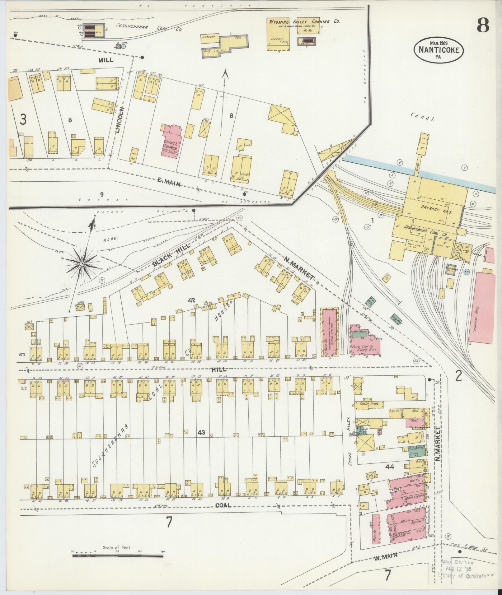 Sanborn Fire Insurance Map from Nanticoke, Luzerne County, Pennsylvania (1903), Sheet #0008 - Complete Map Set gallery image, historic Sanborn map, vintage wall art, Pennsylvania Pennsylvania