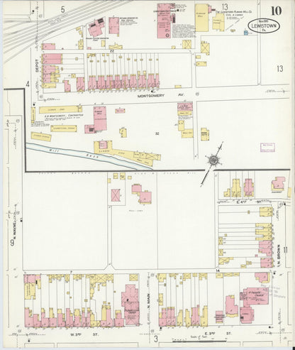 Sanborn Fire Insurance Map from Lewistown, Mifflin County, Pennsylvania (1910), Sheet #0010 - Historic Sanborn Fire Insurance Map Print, vintage old map wall art, antique decor, genealogy gift, Pennsylvania Pennsylvania map