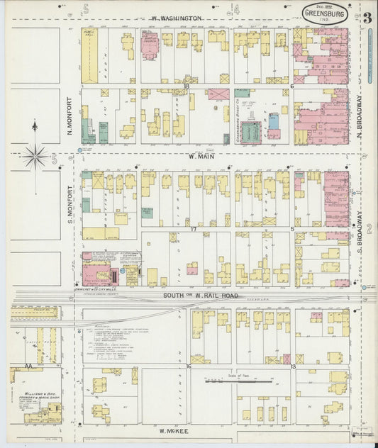 Sanborn Fire Insurance Map from Greensburg, Decatur County, Indiana (1897), Sheet #0003 - Historic Sanborn Fire Insurance Map Print, vintage old map wall art, antique decor, genealogy gift, Indiana Indiana map