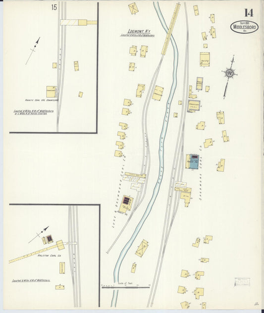 Sanborn Fire Insurance Map from Middlesboro, Bell County, Kentucky (1913), Sheet #0014 - Historic Sanborn Fire Insurance Map Print, vintage old map wall art, antique decor, genealogy gift, Kentucky Kentucky map