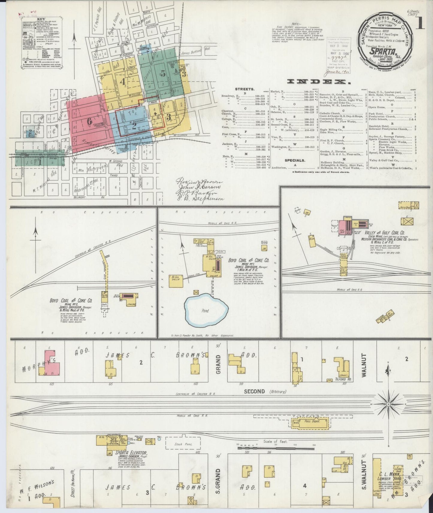 Sanborn Fire Insurance Map from Sparta, Randolph County, Illinois (1900), Sheet #0001 - Complete Map Set gallery image, historic Sanborn map, vintage wall art, Illinois Illinois