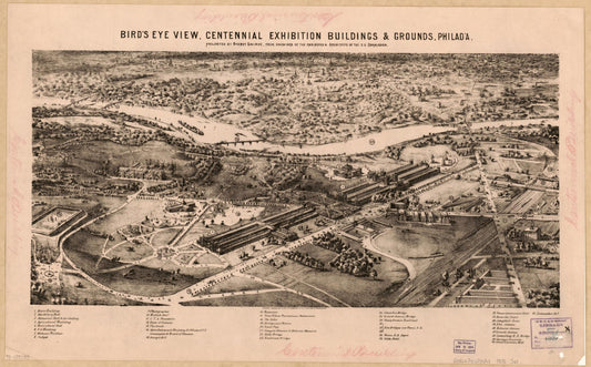 Bird's eye view, centennial exhibition buildings & grounds, Philad'a (1875) – Historic Bird’s-Eye View Panorama Print