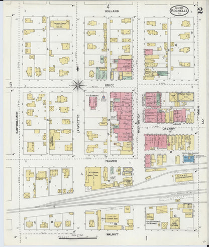 Sanborn Fire Insurance Map from Rochelle, Ogle County, Illinois (1904), Sheet #0002 - Complete Map Set gallery image, historic Sanborn map, vintage wall art, Illinois Illinois
