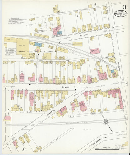 Sanborn Fire Insurance Map from Mount Joy, Lancaster County, Pennsylvania (1912), Sheet #0003 - Historic Sanborn Fire Insurance Map Print, vintage old map wall art, antique decor, genealogy gift, Pennsylvania Pennsylvania map
