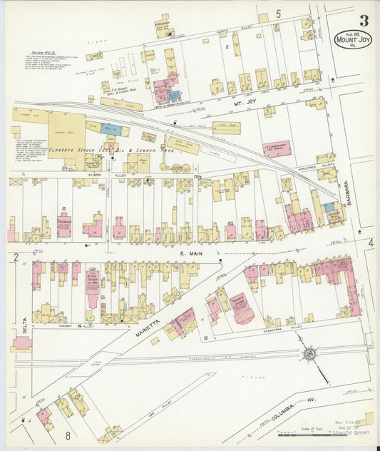 Sanborn Fire Insurance Map from Mount Joy, Lancaster County, Pennsylvania (1912), Sheet #0003 - Historic Sanborn Fire Insurance Map Print, vintage old map wall art, antique decor, genealogy gift, Pennsylvania Pennsylvania map