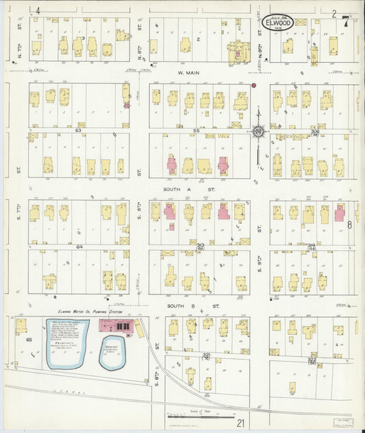 Sanborn Fire Insurance Map from Elwood, Madison County, Indiana (1916), Sheet #0007 - Historic Sanborn Fire Insurance Map Print, vintage old map wall art, antique decor, genealogy gift, Indiana Indiana map