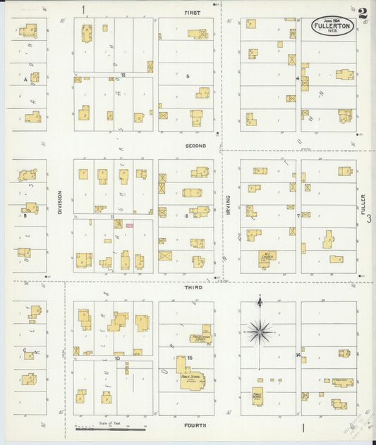 Sanborn Fire Insurance Map from Fullerton, Nance County, Nebraska (1904), Sheet #0002 - Historic Sanborn Fire Insurance Map Print, vintage old map wall art, antique decor, genealogy gift, Nebraska Nebraska map