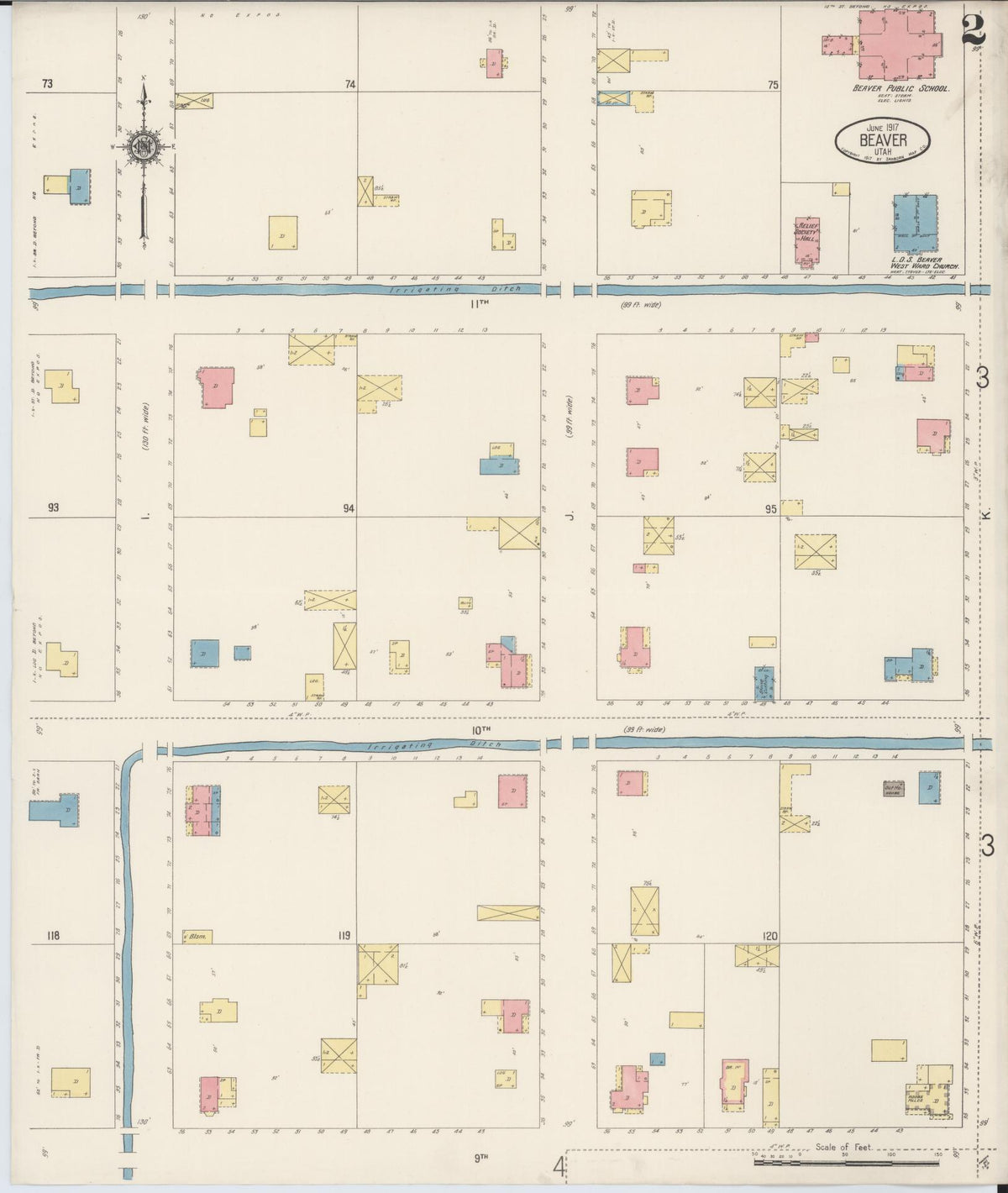 Sanborn Fire Insurance Map from Beaver, Beaver County, Utah (1917), Sheet #0002 - Historic Sanborn Fire Insurance Map Print, vintage old map wall art, antique decor, genealogy gift, Utah Utah map
