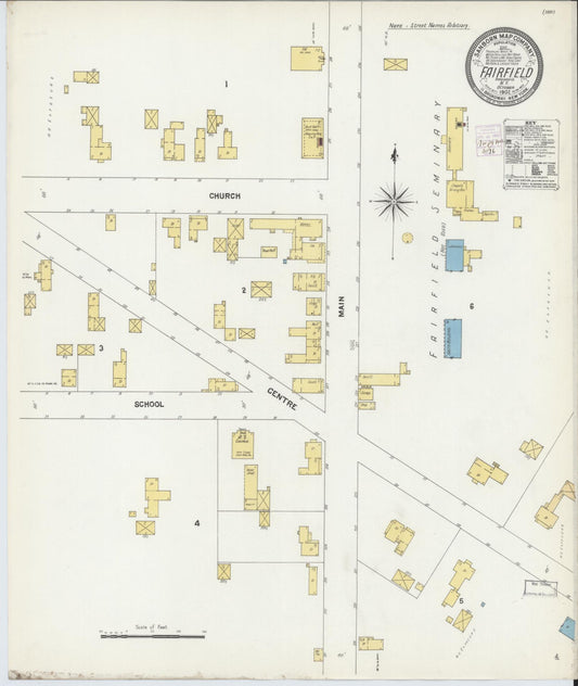 Sanborn Fire Insurance Map from Fairfield, Herkimer County, New York (1902), Sheet #0001 - Historic Sanborn Fire Insurance Map Print, vintage old map wall art, antique decor, genealogy gift, New York New York map