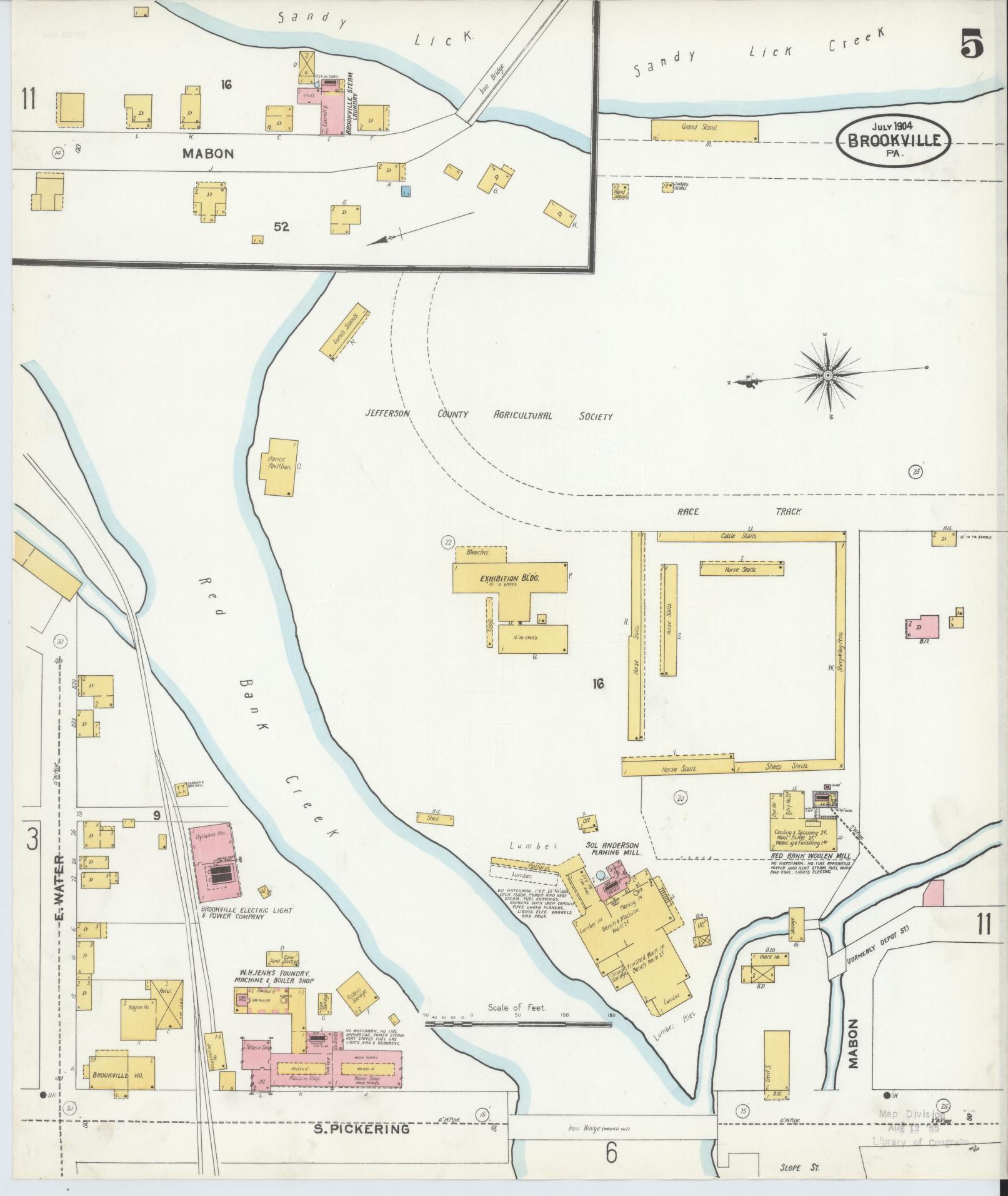 Sanborn Fire Insurance Map from Brookville, Jefferson County, Pennsylvania (1904), Sheet #0005 - Historic Sanborn Fire Insurance Map Print, vintage old map wall art, antique decor, genealogy gift, Pennsylvania Pennsylvania map
