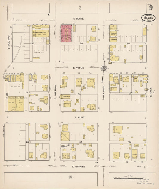 Sanborn Fire Insurance Map from Mexia, Limestone County, Texas (1922), Sheet #0009 - Historic Sanborn Fire Insurance Map Print, vintage old map wall art, antique decor, genealogy gift, Texas Texas map
