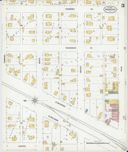 Sanborn Fire Insurance Map from Roodhouse, Greene County, Illinois (1900), Sheet #0003 - Complete Map Set gallery image, historic Sanborn map, vintage wall art, Illinois Illinois