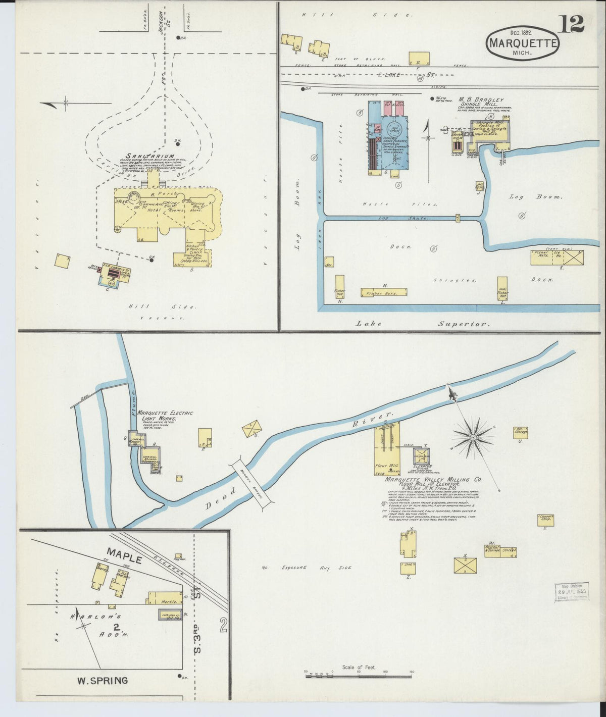 Sanborn Fire Insurance Map from Marquette, Marquette County, Michigan (1892), Sheet #0012 - Historic Sanborn Fire Insurance Map Print, vintage old map wall art, antique decor, genealogy gift, Michigan Michigan map