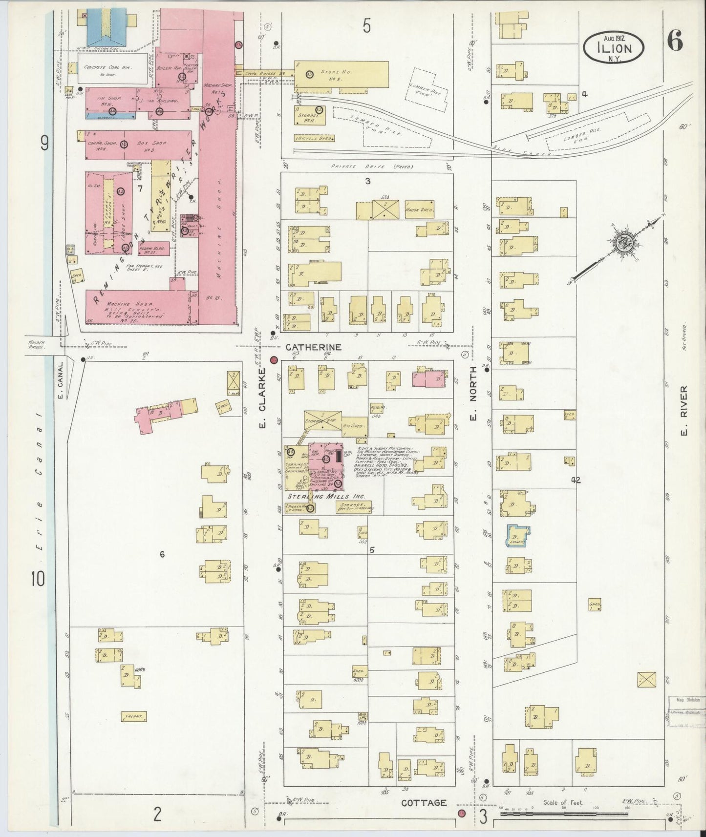 Sanborn Fire Insurance Map from Ilion, Herkimer County, New York (1912), Sheet #0006 - Complete Map Set gallery image, historic Sanborn map, vintage wall art, New York New York