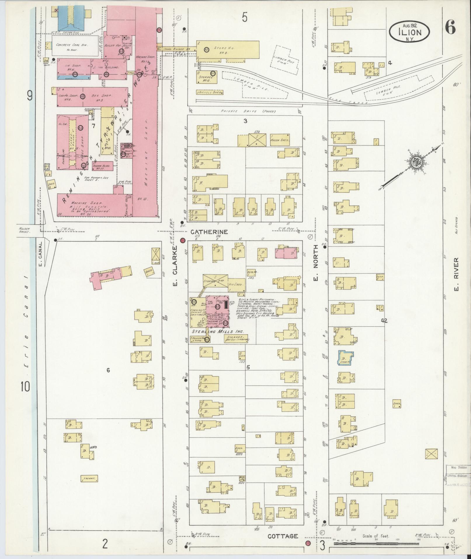 Sanborn Fire Insurance Map from Ilion, Herkimer County, New York (1912), Sheet #0006 - Complete Map Set gallery image, historic Sanborn map, vintage wall art, New York New York