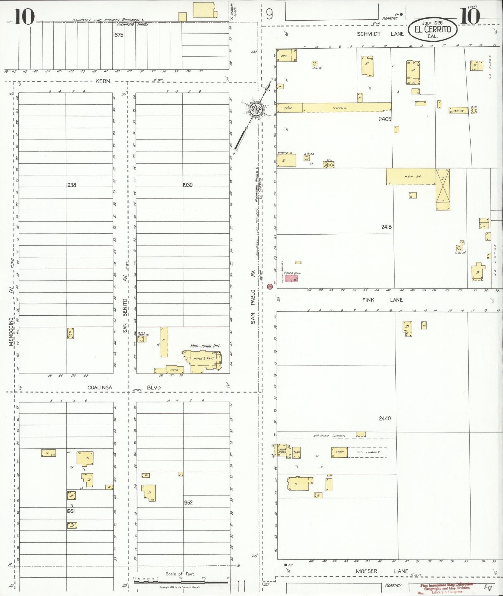 Sanborn Fire Insurance Map from El Cerrito, Contra Costa County, California (1926), Sheet #0010 - Historic Sanborn Fire Insurance Map Print, vintage old map wall art, antique decor, genealogy gift, California California map