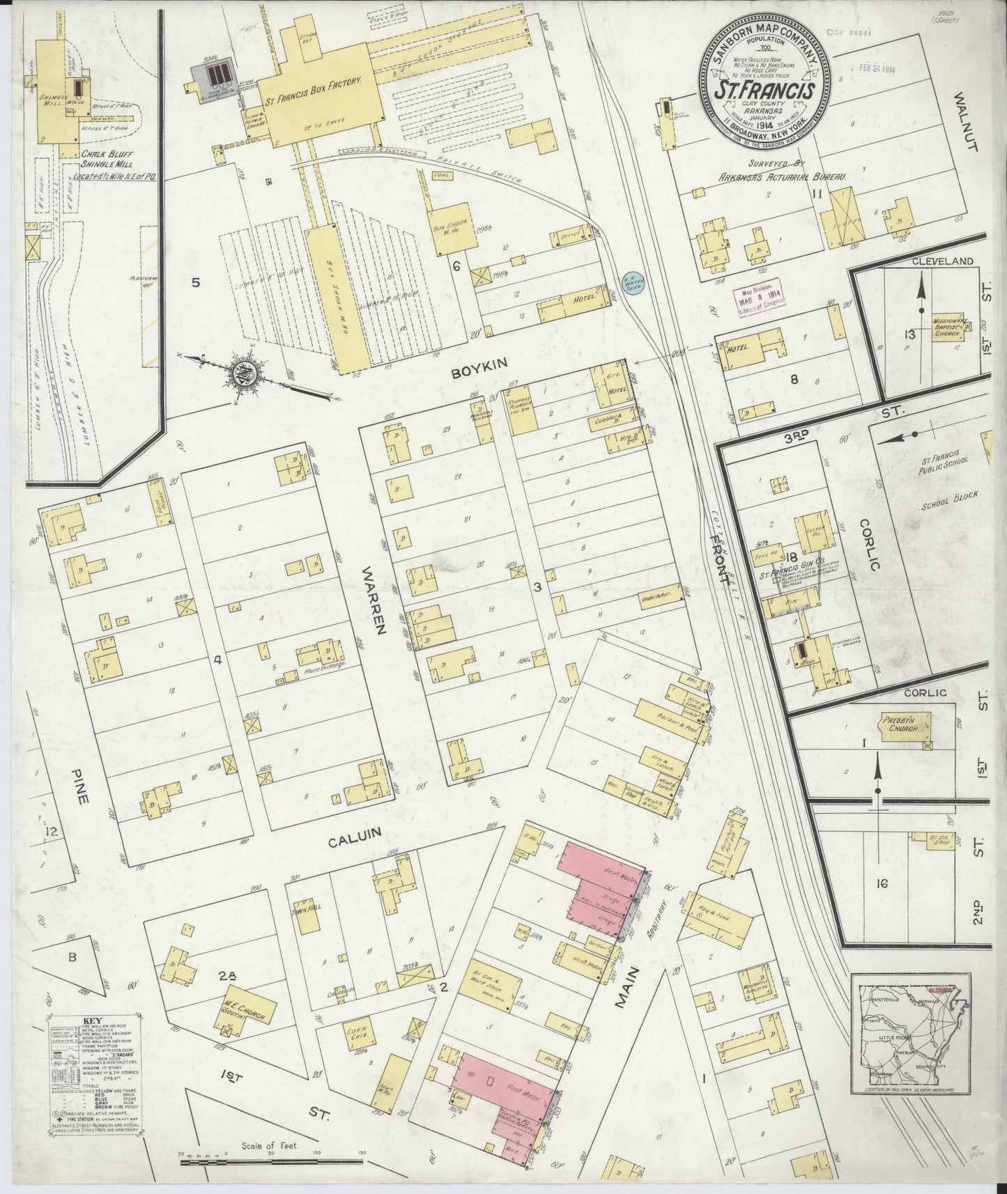 Sanborn Fire Insurance Map from Saint Francis, Clay County, Arkansas (1914), Sheet #0001 - Historic Sanborn Fire Insurance Map Print, vintage old map wall art, antique decor, genealogy gift, Arkansas Arkansas map