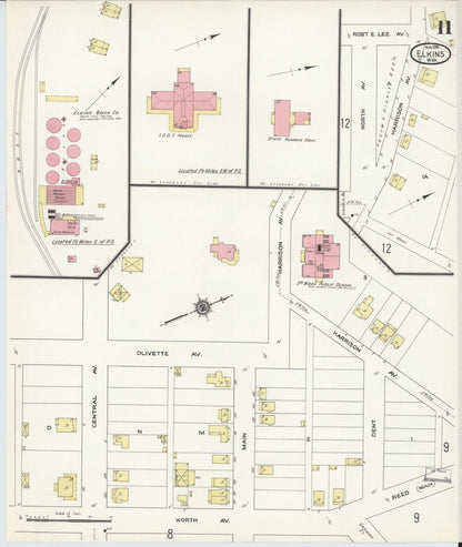 Sanborn Fire Insurance Map from Elkins, Randolph County, West Virginia (1910), Sheet #0011 - Complete Map Set gallery image, historic Sanborn map, vintage wall art, West Virginia West Virginia