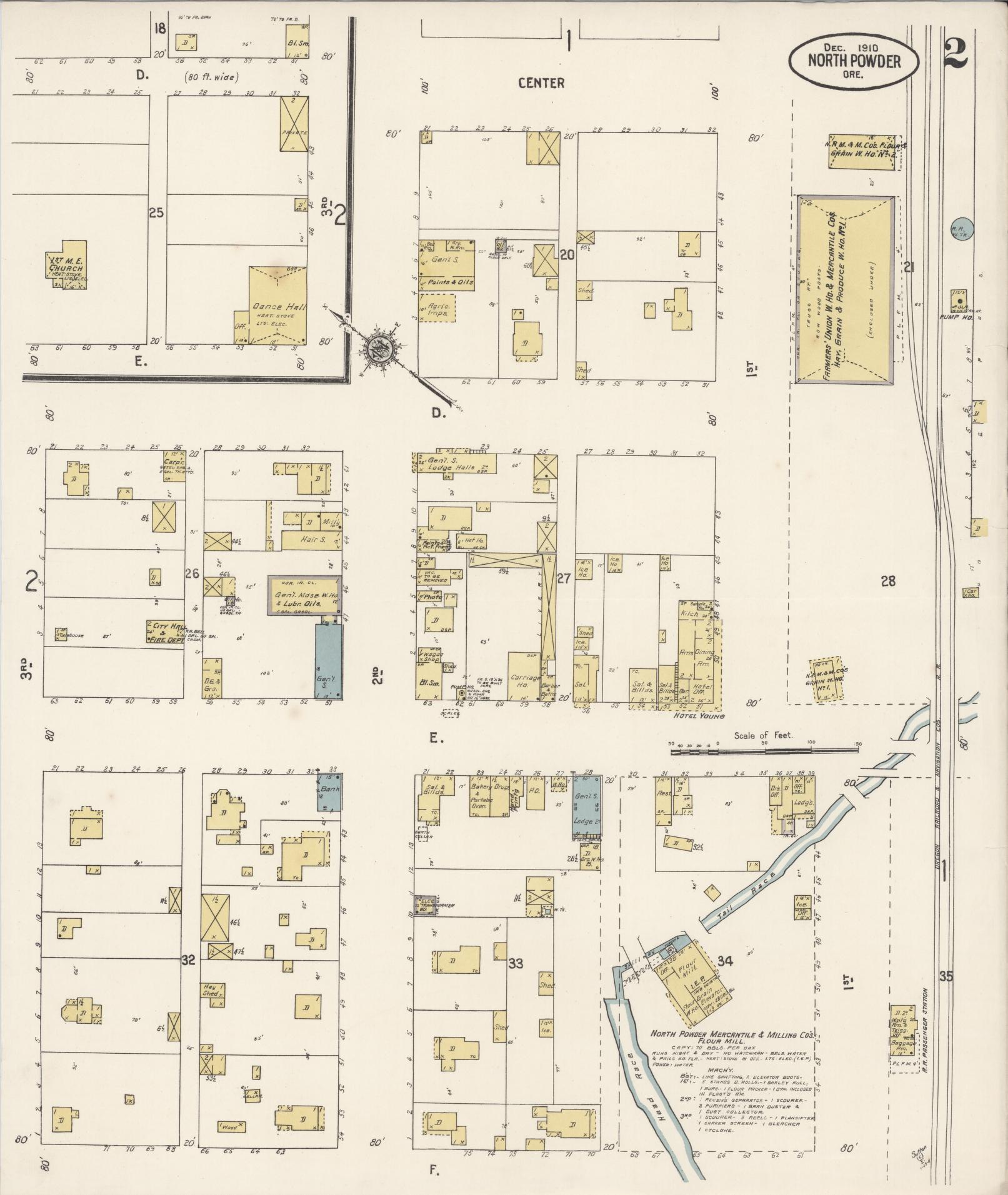 Sanborn Fire Insurance Map from North Powder, Union County, Oregon (1910), Sheet #0002 - Complete Map Set gallery image, historic Sanborn map, vintage wall art, Oregon Oregon