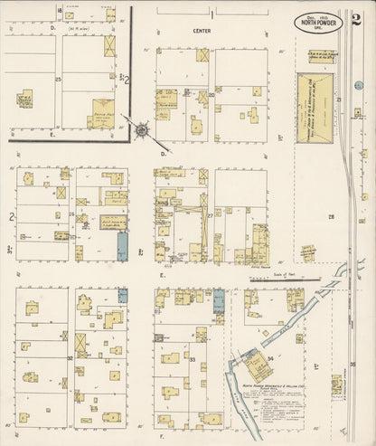 Sanborn Fire Insurance Map from North Powder, Union County, Oregon (1910), Sheet #0002 - Complete Map Set gallery image, historic Sanborn map, vintage wall art, Oregon Oregon