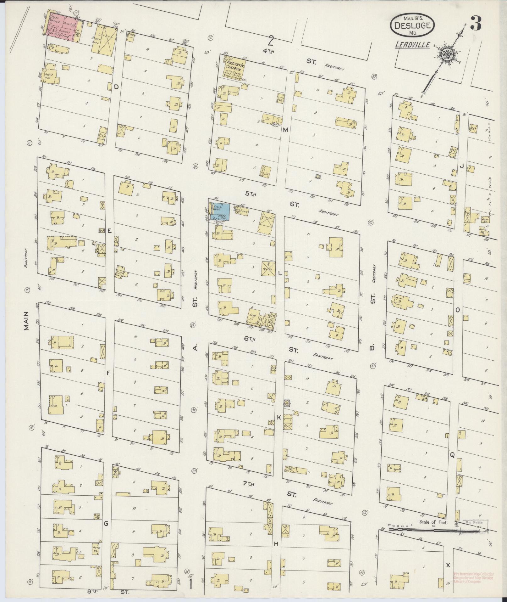 Sanborn Fire Insurance Map from Desloge, Saint Francois County, Missouri (1915), Sheet #0003 - Complete Map Set gallery image, historic Sanborn map, vintage wall art, Missouri Missouri