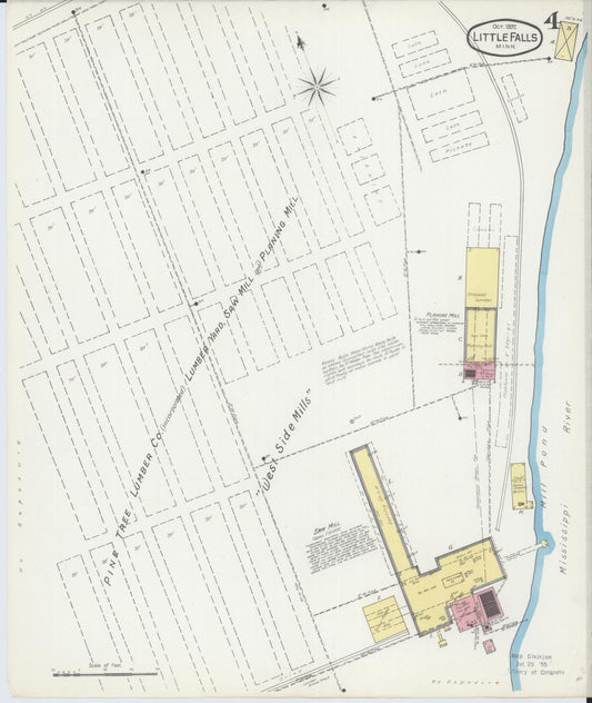 Sanborn Fire Insurance Map from Little Falls, Morrison County, Minnesota (1892), Sheet #0004 - Historic Sanborn Fire Insurance Map Print, vintage old map wall art, antique decor, genealogy gift, Minnesota Minnesota map