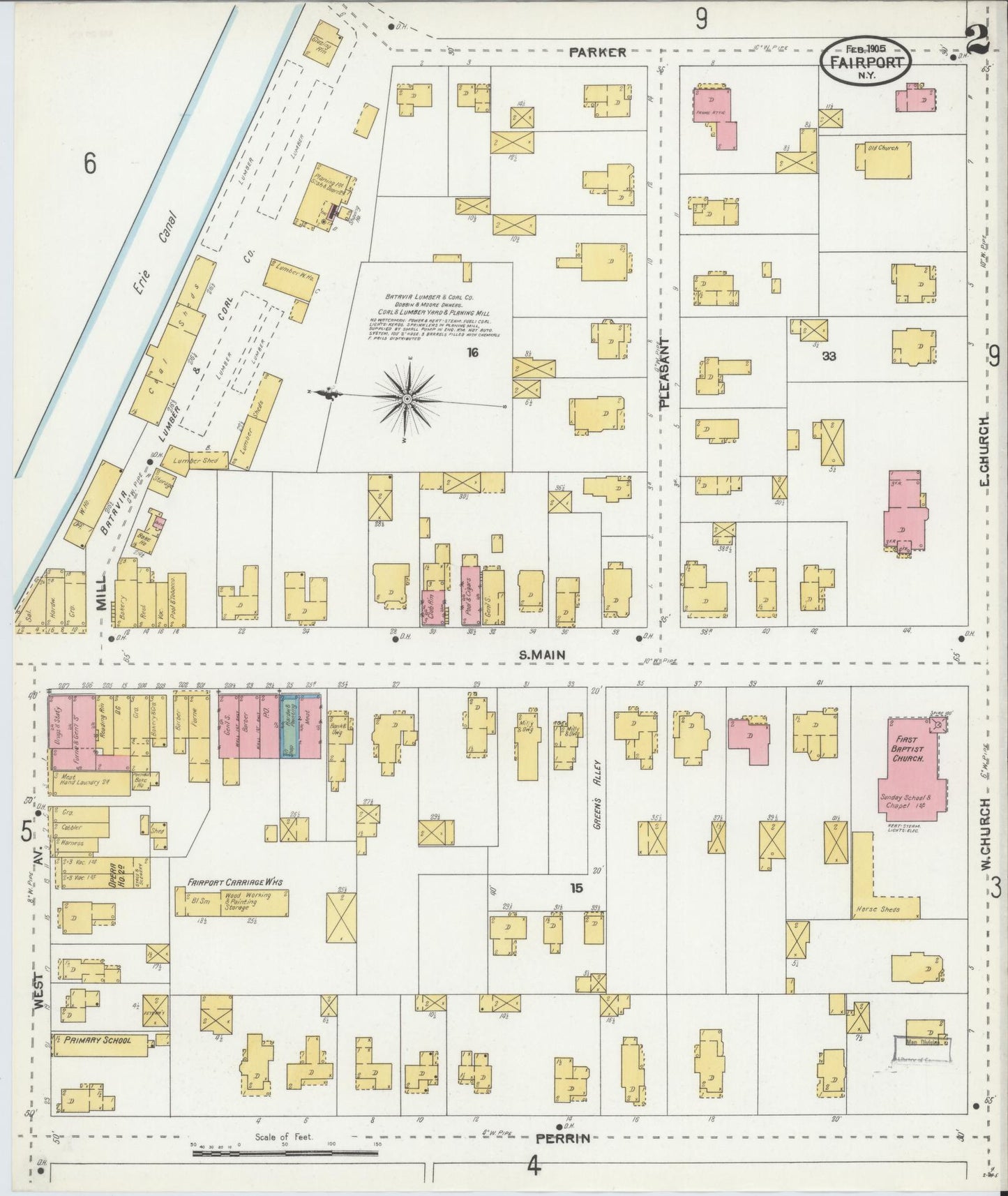 Sanborn Fire Insurance Map from Fairport, Monroe County, New York (1905), Sheet #0002 - Complete Map Set gallery image, historic Sanborn map, vintage wall art, New York New York