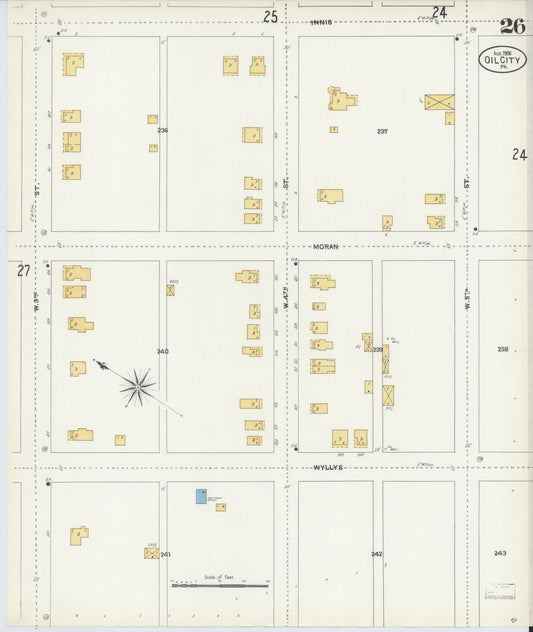 Sanborn Fire Insurance Map from Oil City, Venango County, Pennsylvania (1906), Sheet #0026 - Historic Sanborn Fire Insurance Map Print, vintage old map wall art, antique decor, genealogy gift, Pennsylvania Pennsylvania map