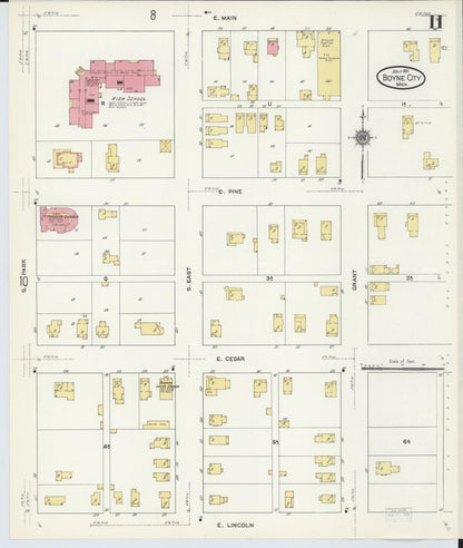 Sanborn Fire Insurance Map from Boyne City, Charlevoix County, Michigan (1911), Sheet #0011 - Historic Sanborn Fire Insurance Map Print, vintage old map wall art, antique decor, genealogy gift, Michigan Michigan map