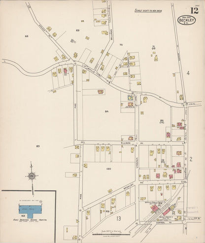 Sanborn Fire Insurance Map from Beckley, Raleigh County, West Virginia (1922), Sheet #0012 - Complete Map Set gallery image, historic Sanborn map, vintage wall art, West Virginia West Virginia