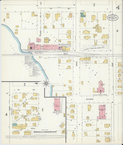 Sanborn Fire Insurance Map from Waseca, Waseca County, Minnesota (1904), Sheet #0004 - Historic Sanborn Fire Insurance Map Print, vintage old map wall art, antique decor, genealogy gift, Minnesota Minnesota map