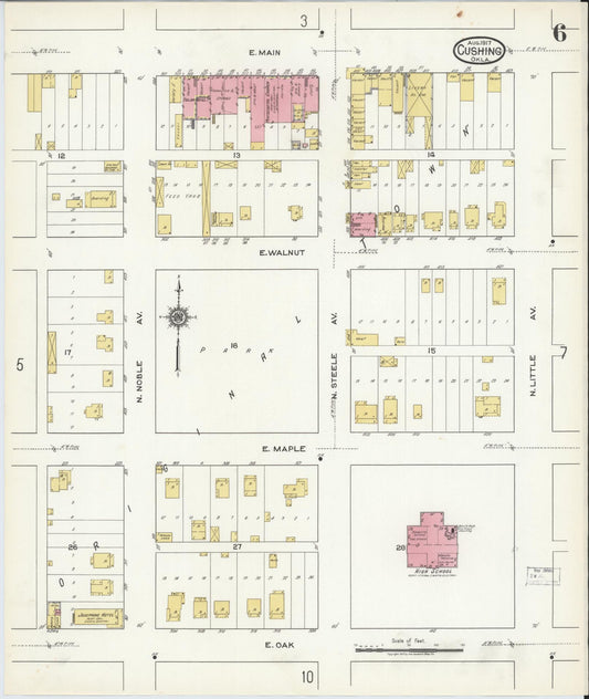 Sanborn Fire Insurance Map from Cushing, Payne County, Oklahoma (1917), Sheet #0006 - Historic Sanborn Fire Insurance Map Print, vintage old map wall art, antique decor, genealogy gift, Oklahoma Oklahoma map
