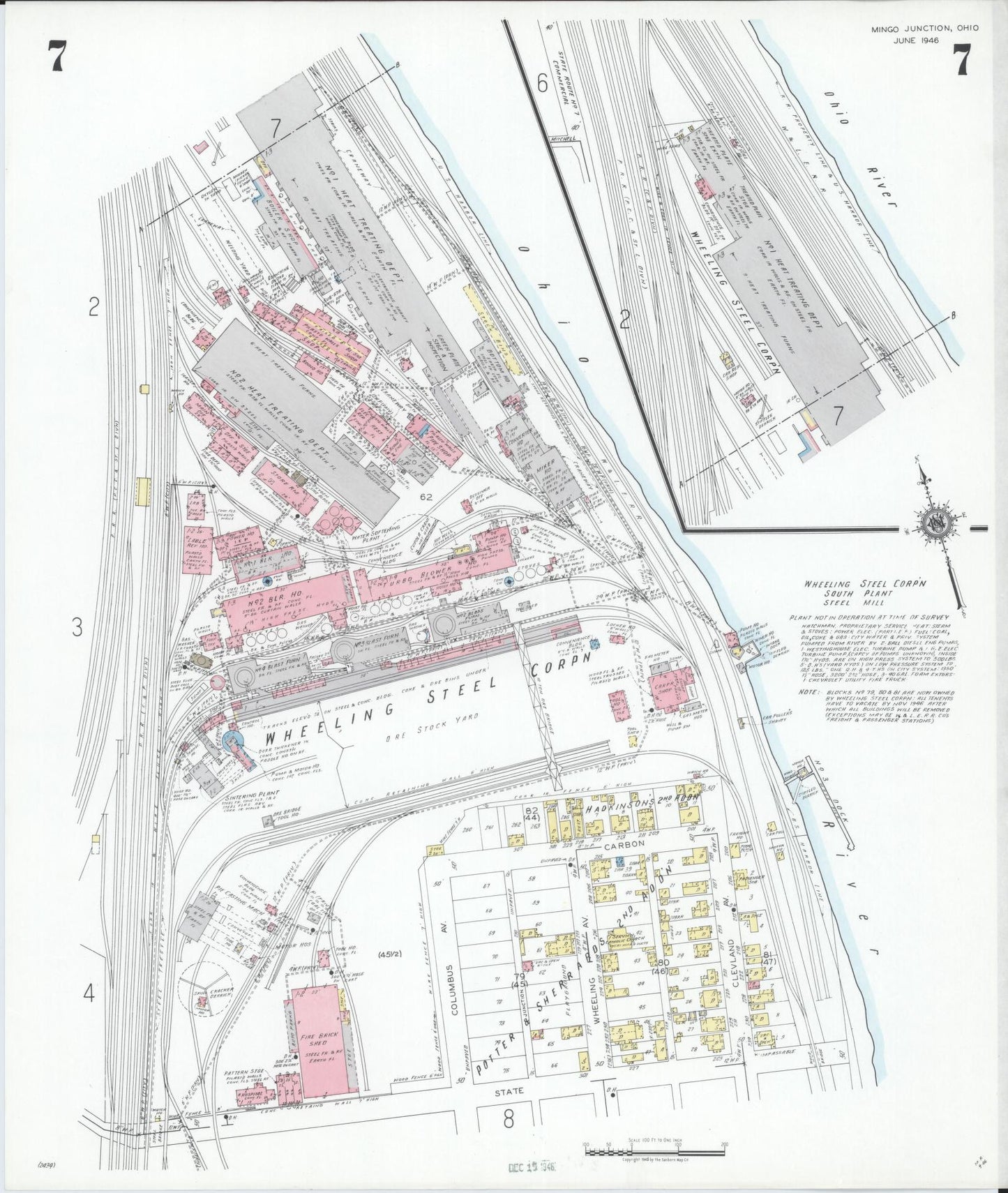 Sanborn Fire Insurance Map from Mingo Junction, Jefferson County, Ohio (1946), Sheet #0007 - Complete Map Set gallery image, historic Sanborn map, vintage wall art, Ohio Ohio