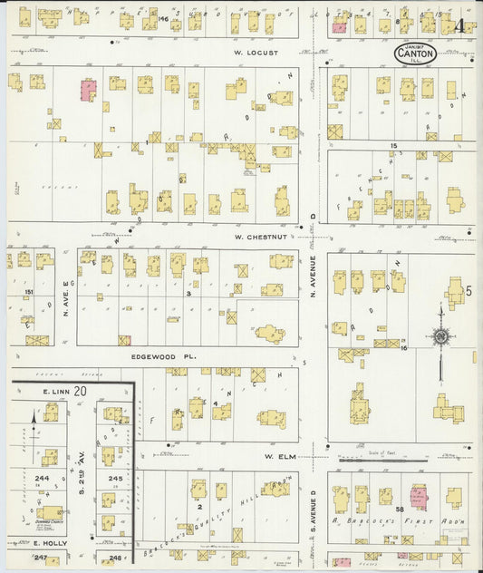 Sanborn Fire Insurance Map from Canton, Fulton County, Illinois (1917), Sheet #0004 - Historic Sanborn Fire Insurance Map Print, vintage old map wall art, antique decor, genealogy gift, Illinois Illinois map