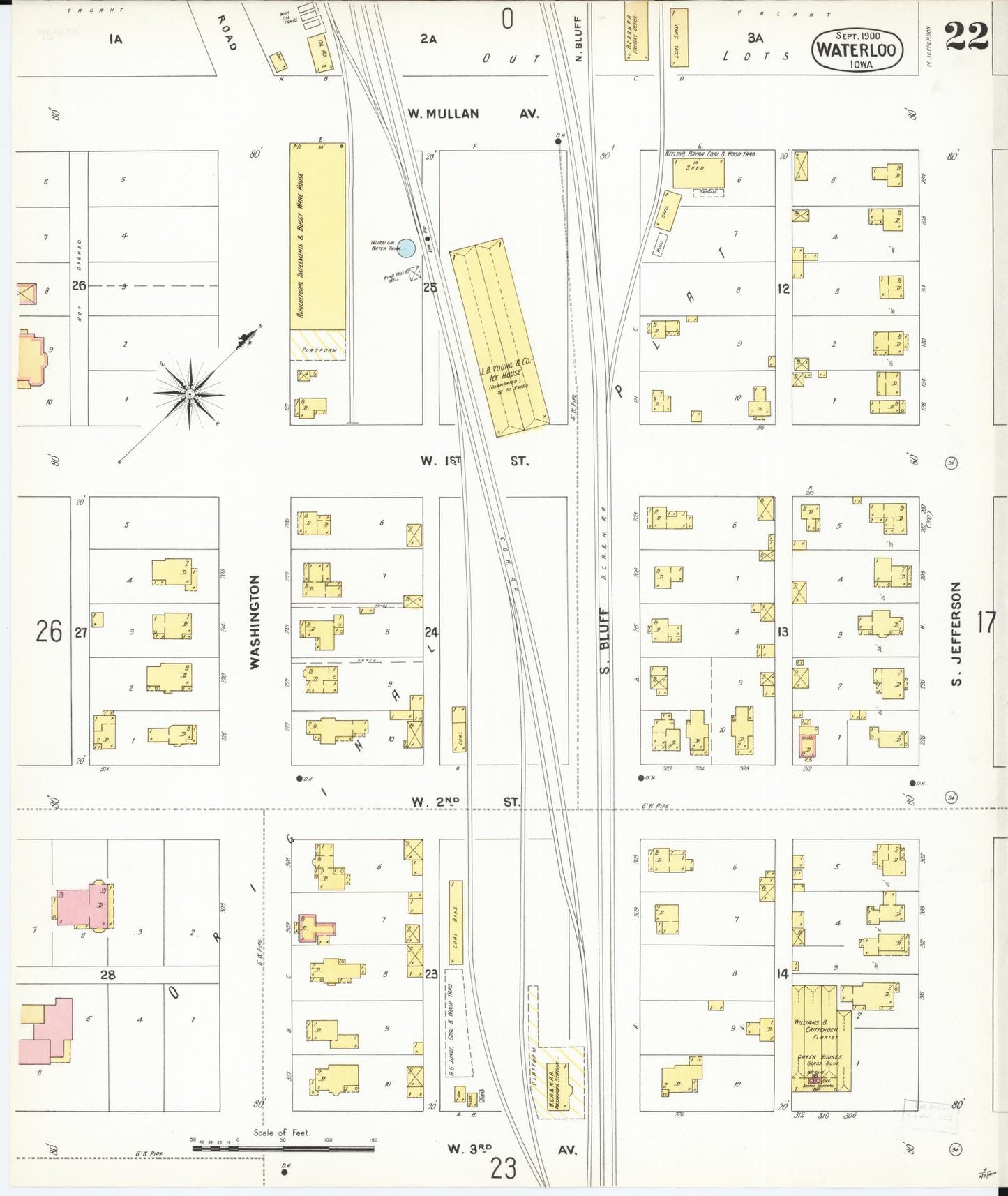 Sanborn Fire Insurance Map from Waterloo, Black Hawk County, Iowa (1900), Sheet #0022 - Historic Sanborn Fire Insurance Map Print