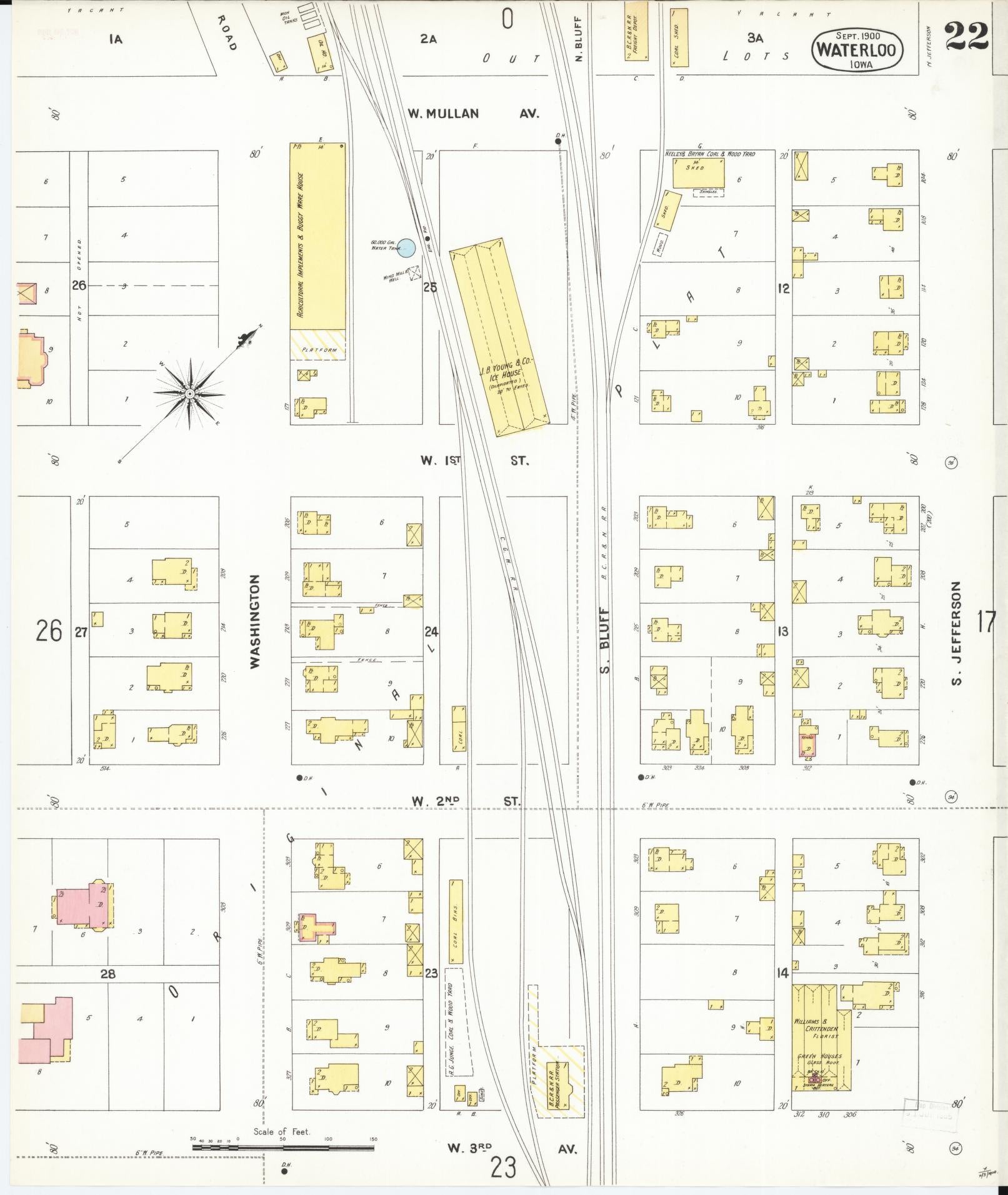 Sanborn Fire Insurance Map from Waterloo, Black Hawk County, Iowa (1900), Sheet #0022 - Historic Sanborn Fire Insurance Map Print