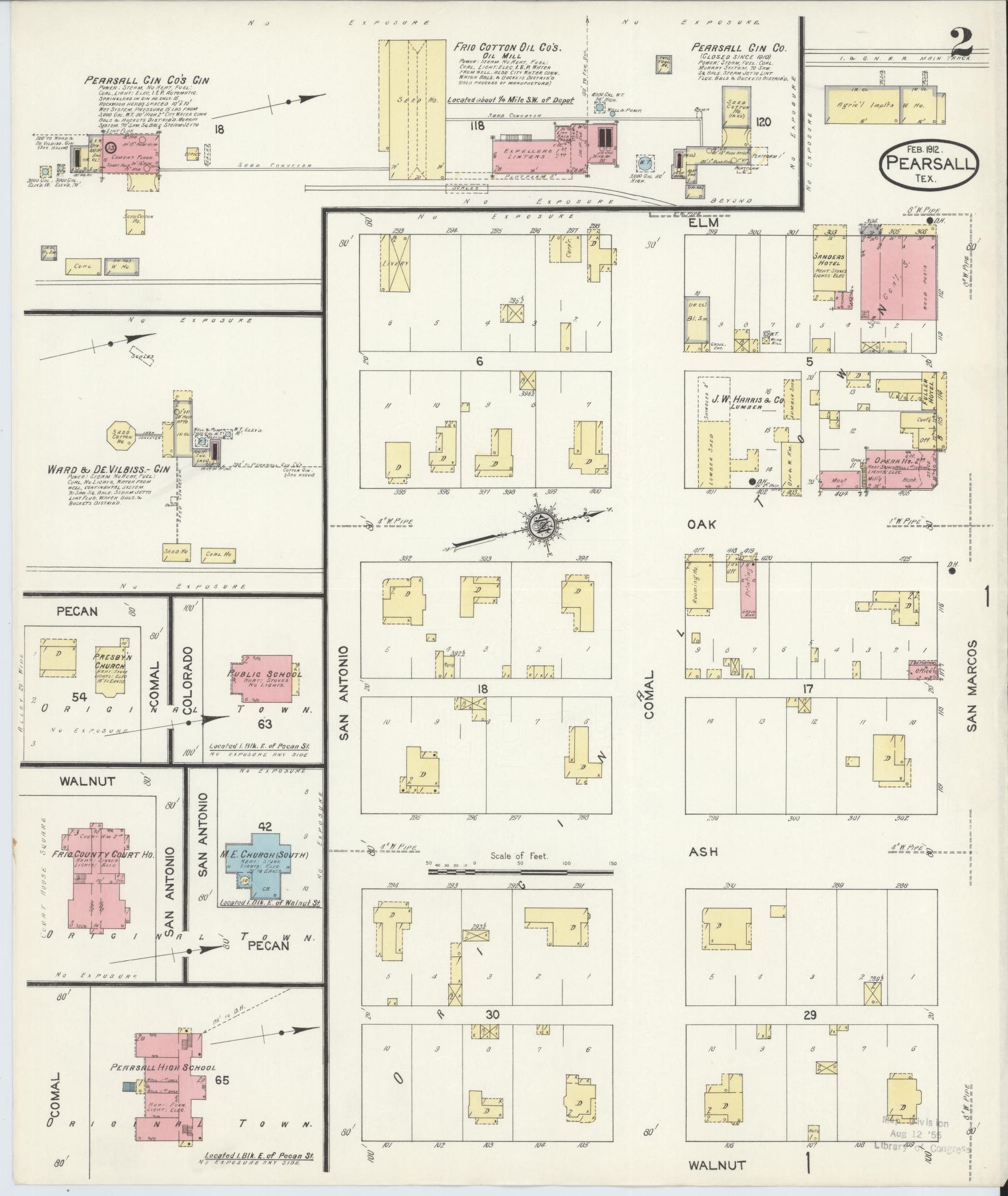 Sanborn Fire Insurance Map from Pearsall, Frio County, Texas (1912), Sheet #0002 - Complete Map Set gallery image, historic Sanborn map, vintage wall art, Texas Texas