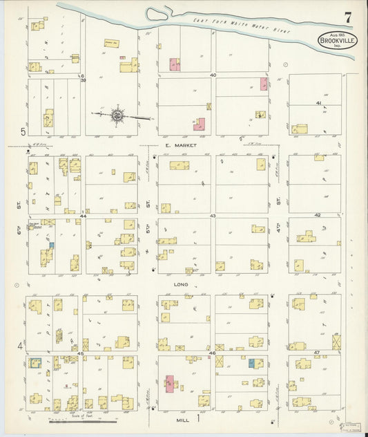 Sanborn Fire Insurance Map from Brookville, Franklin County, Indiana (1913), Sheet #0007 - Historic Sanborn Fire Insurance Map Print, vintage old map wall art, antique decor, genealogy gift, Indiana Indiana map