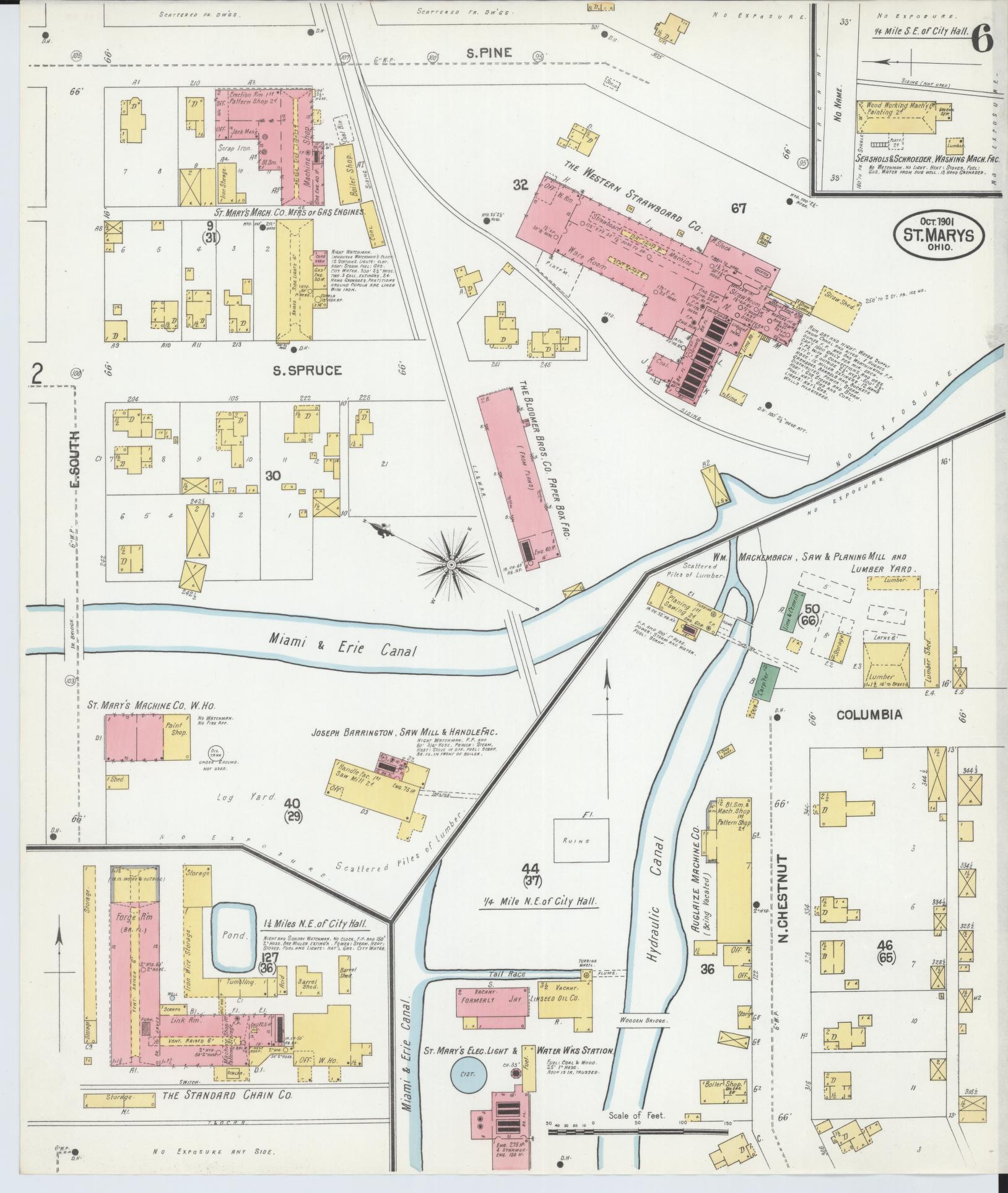 Sanborn Fire Insurance Map from Saint Marys, Auglaize County, Ohio (1901), Sheet #0006 - Historic Sanborn Fire Insurance Map Print, vintage old map wall art, antique decor, genealogy gift, Ohio Ohio map