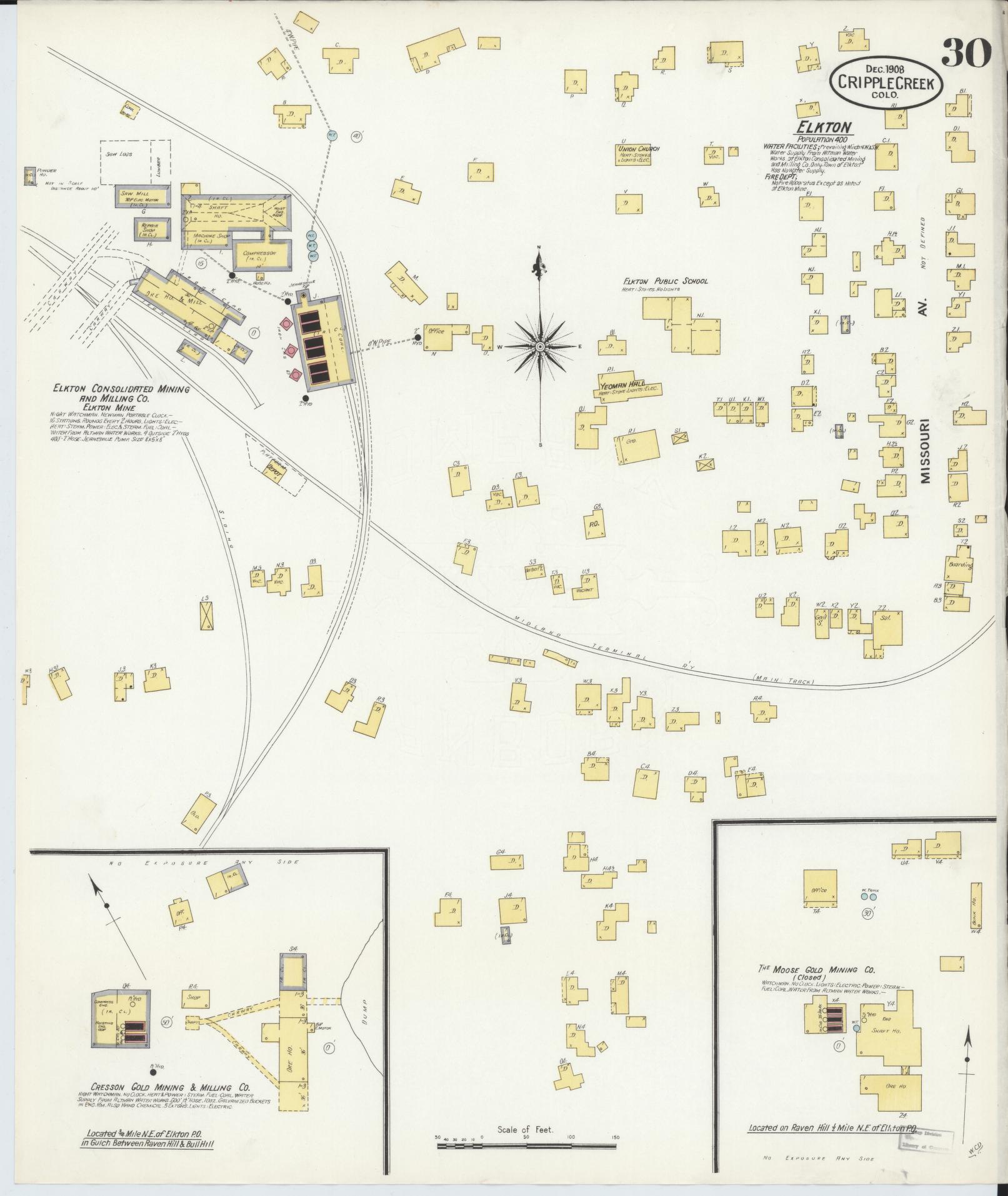Sanborn Fire Insurance Map from Cripple Creek, Teller County, Colorado (1908), Sheet #0030 - Complete Map Set gallery image, historic Sanborn map, vintage wall art, Colorado Colorado
