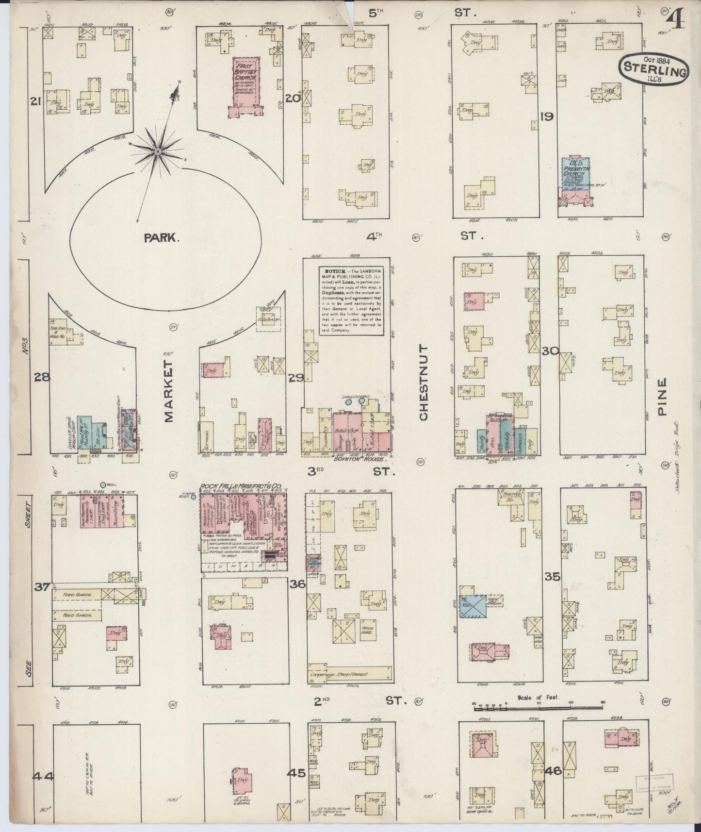 Sanborn Fire Insurance Map from Sterling, Whiteside County, Illinois (1884), Sheet #0004 - Complete Map Set gallery image, historic Sanborn map, vintage wall art, Illinois Illinois