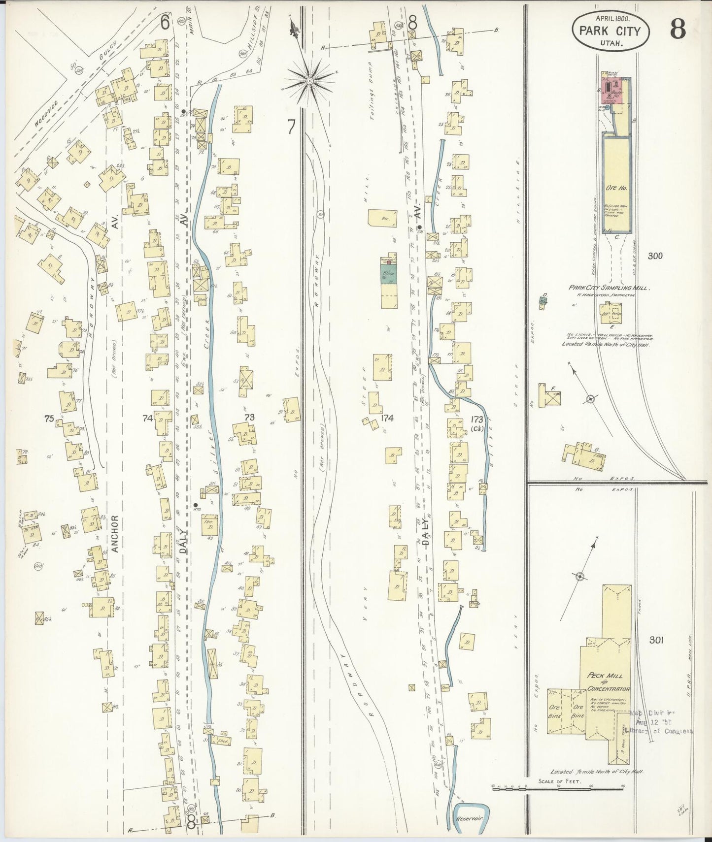 Sanborn Fire Insurance Map from Park City, Summit County, Utah (1900), Sheet #0008 - Complete Map Set gallery image, historic Sanborn map, vintage wall art, Utah Utah
